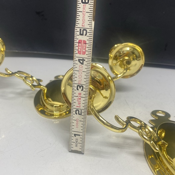 Brass Double Candle Wall Sconce Hanging Sconce Set of Two - Picture 15 of 17